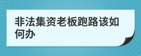 非法集资老板跑路该如何办