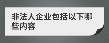 非法人企业包括以下哪些内容