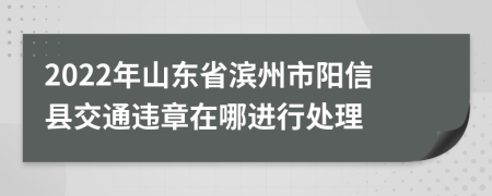 2022年山东省滨州市阳信县交通违章在哪进行处理