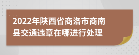 2022年陕西省商洛市商南县交通违章在哪进行处理