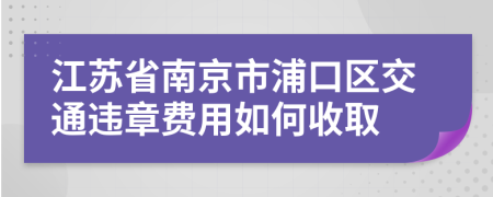 江苏省南京市浦口区交通违章费用如何收取