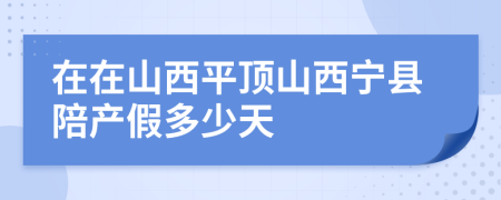 在在山西平顶山西宁县陪产假多少天