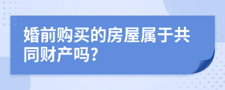 婚前购买的房屋属于共同财产吗?