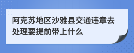 阿克苏地区沙雅县交通违章去处理要提前带上什么