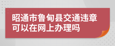 昭通市鲁甸县交通违章可以在网上办理吗