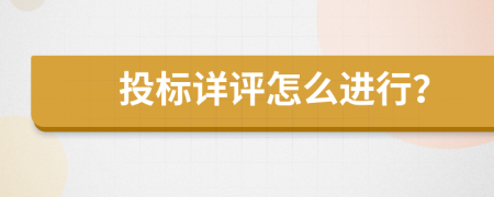 投标详评怎么进行？
