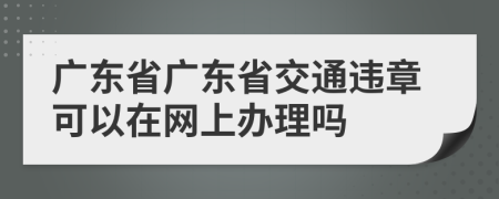 广东省广东省交通违章可以在网上办理吗