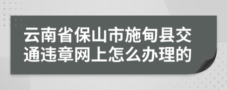 云南省保山市施甸县交通违章网上怎么办理的