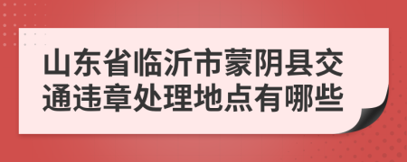 山东省临沂市蒙阴县交通违章处理地点有哪些