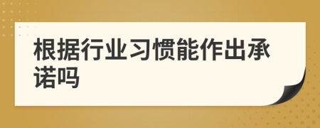 根据行业习惯能作出承诺吗