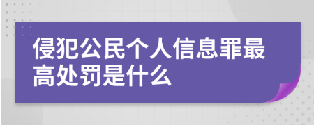 侵犯公民个人信息罪最高处罚是什么