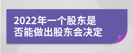 2022年一个股东是否能做出股东会决定