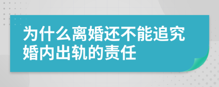 为什么离婚还不能追究婚内出轨的责任