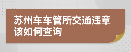 苏州车车管所交通违章该如何查询