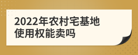 2022年农村宅基地使用权能卖吗