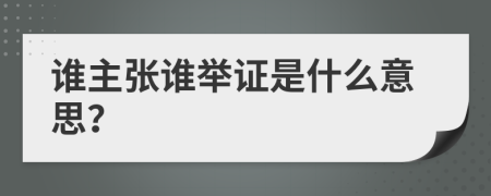 谁主张谁举证是什么意思？