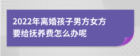 2022年离婚孩子男方女方要给抚养费怎么办呢