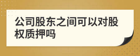 公司股东之间可以对股权质押吗