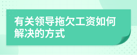 有关领导拖欠工资如何解决的方式