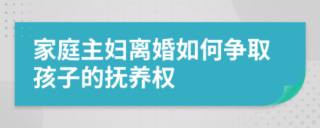 家庭主妇离婚如何争取孩子的抚养权