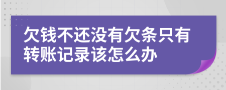 欠钱不还没有欠条只有转账记录该怎么办