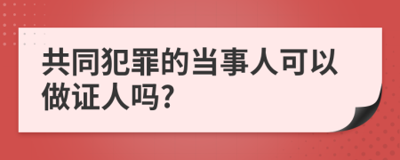 共同犯罪的当事人可以做证人吗?