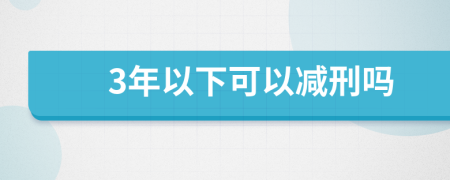 3年以下可以减刑吗