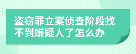 盗窃罪立案侦查阶段找不到嫌疑人了怎么办