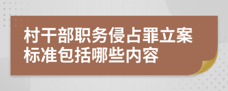 村干部职务侵占罪立案标准包括哪些内容