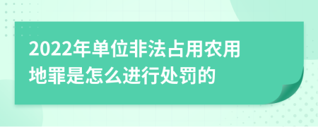 2022年单位非法占用农用地罪是怎么进行处罚的