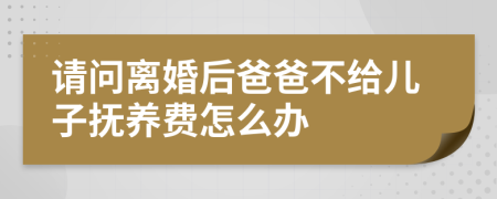 请问离婚后爸爸不给儿子抚养费怎么办