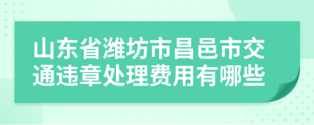 山东省潍坊市昌邑市交通违章处理费用有哪些