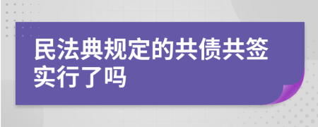 民法典规定的共债共签实行了吗