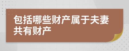 包括哪些财产属于夫妻共有财产