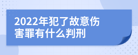 2022年犯了故意伤害罪有什么判刑