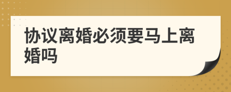协议离婚必须要马上离婚吗