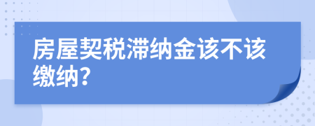 房屋契税滞纳金该不该缴纳？