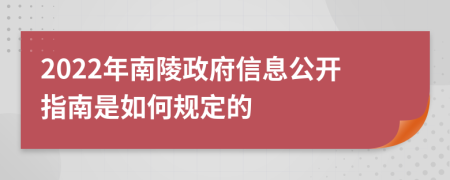 2022年南陵政府信息公开指南是如何规定的