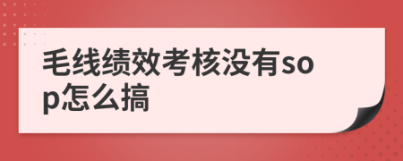 毛线绩效考核没有sop怎么搞