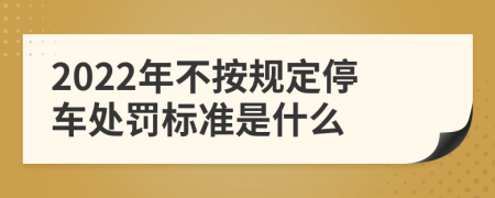 2022年不按规定停车处罚标准是什么