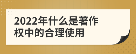 2022年什么是著作权中的合理使用