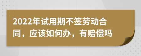 2022年试用期不签劳动合同，应该如何办，有赔偿吗