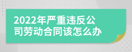 2022年严重违反公司劳动合同该怎么办