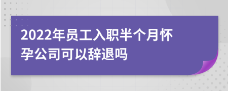 2022年员工入职半个月怀孕公司可以辞退吗