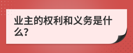 业主的权利和义务是什么？