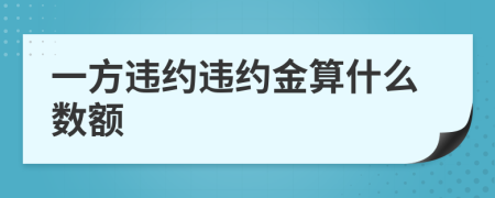 一方违约违约金算什么数额