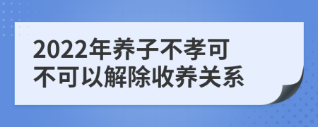 2022年养子不孝可不可以解除收养关系