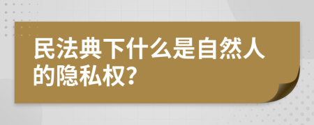 民法典下什么是自然人的隐私权？