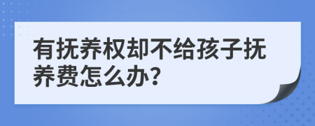 有抚养权却不给孩子抚养费怎么办？