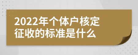 2022年个体户核定征收的标准是什么